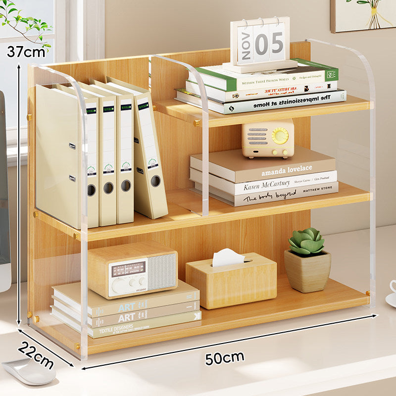 Curved-Acrylic Panel Dual-Compartment Desktop Book and Document Organizer