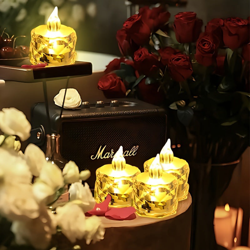 Flameless Crystal Faceted LED Tealight Candle Set