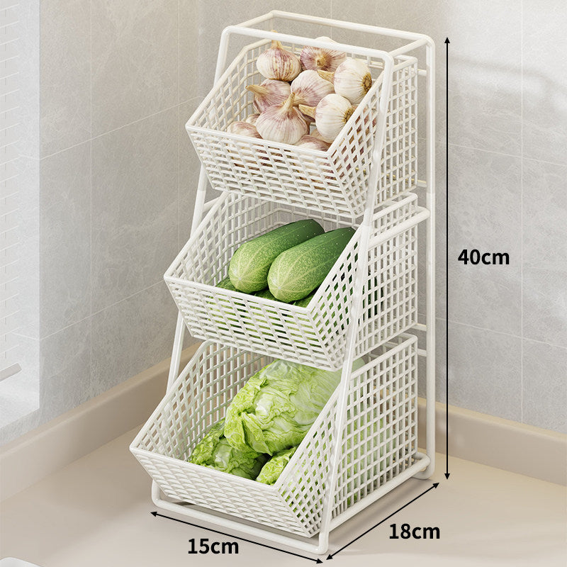 Six-Basket Tiered Mesh Countertop Produce Organizer