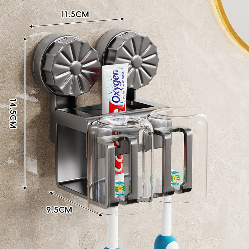 Wall-Mounted Toothbrush and Toothpaste Dispenser Organizer with Protective Covers