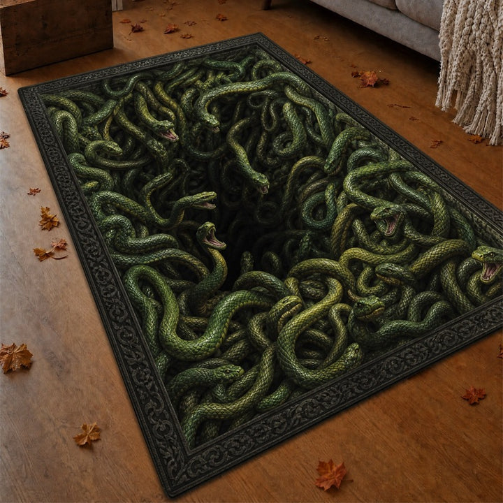 3D Serpent Design Area Rug for Home Decor
