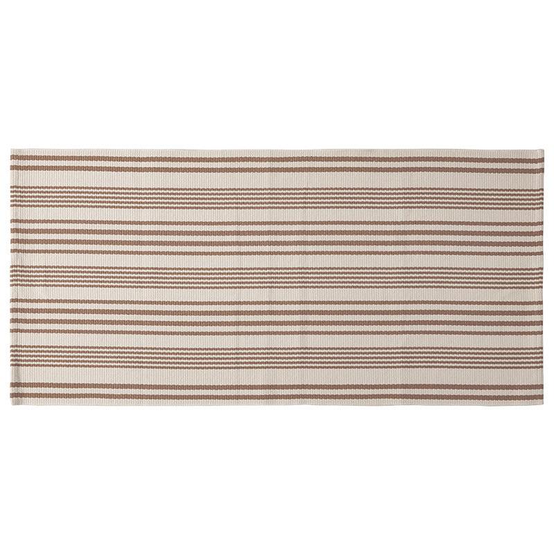 Flat woven runner for living and dining room with modern stripe pattern