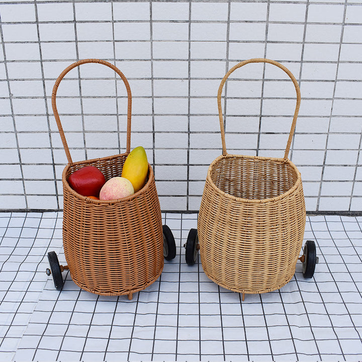 Decorative Woven Rolling Storage Basket