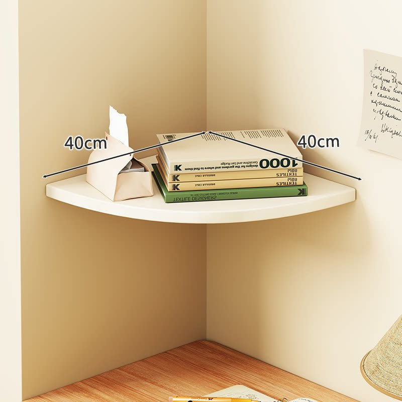 Triangular Floating Corner Shelf with Wood-Effect Surface & Heavy-Duty Metal Brackets