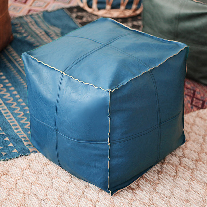 Faux Leather Upholstered Floor Pouf