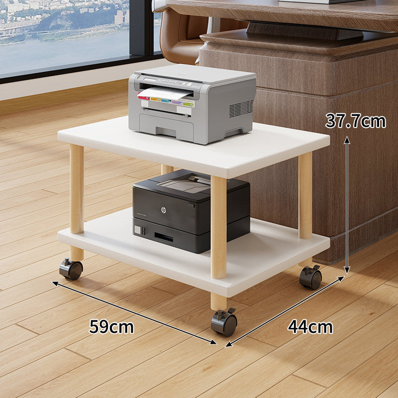 Compact Mobile Tiered Wooden Printer Stand with Swivel Casters