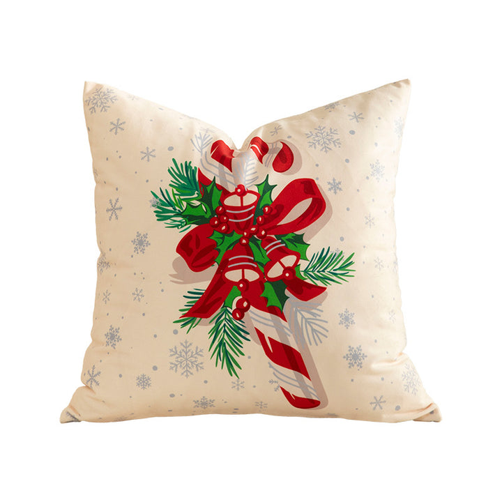 Christmas square decorative pillow with patchwork print and soft microfiber cover