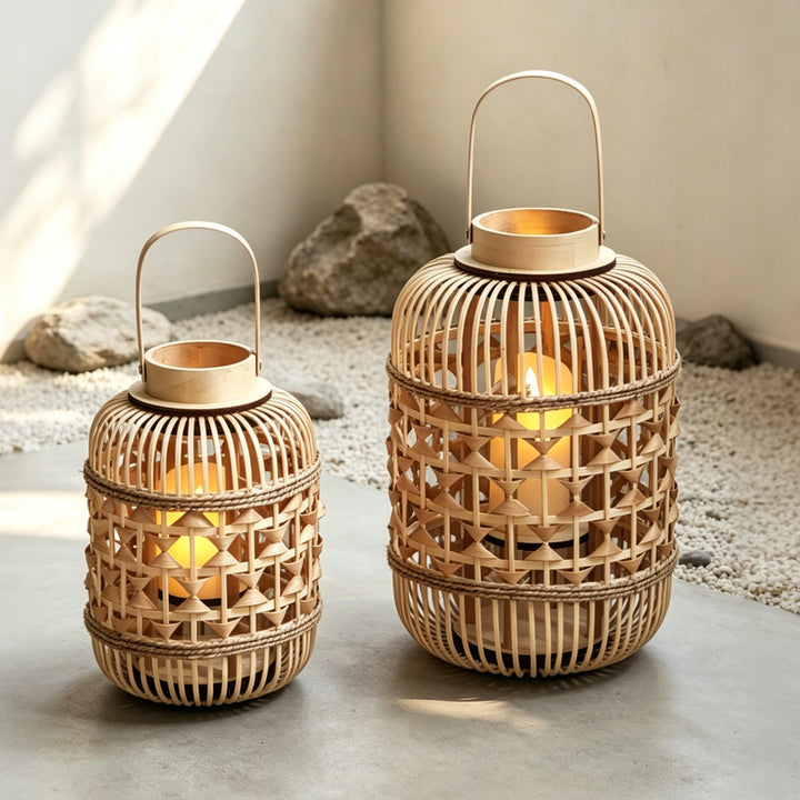 Decorative Lantern made of woven bamboo
