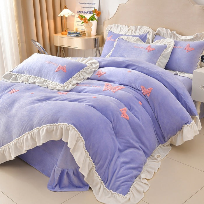 Embroidered Butterfly Cozy Comforter Set