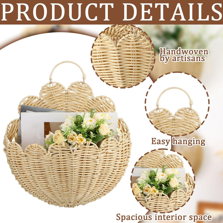 Handwoven wall basket with wave pattern