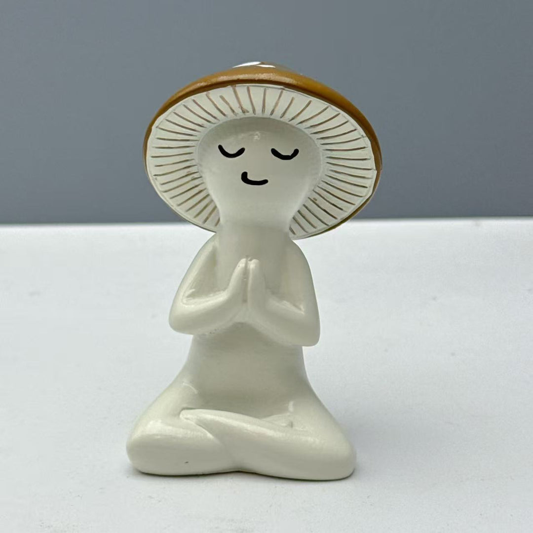 Decorative figure of a meditating mushroom