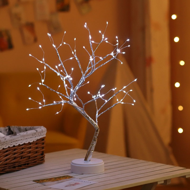 Star-decorated LED branch table lamp with warm micro dimmable lights