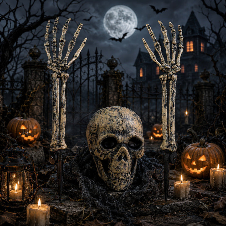 Creepy Halloween decor skeleton tree trunks