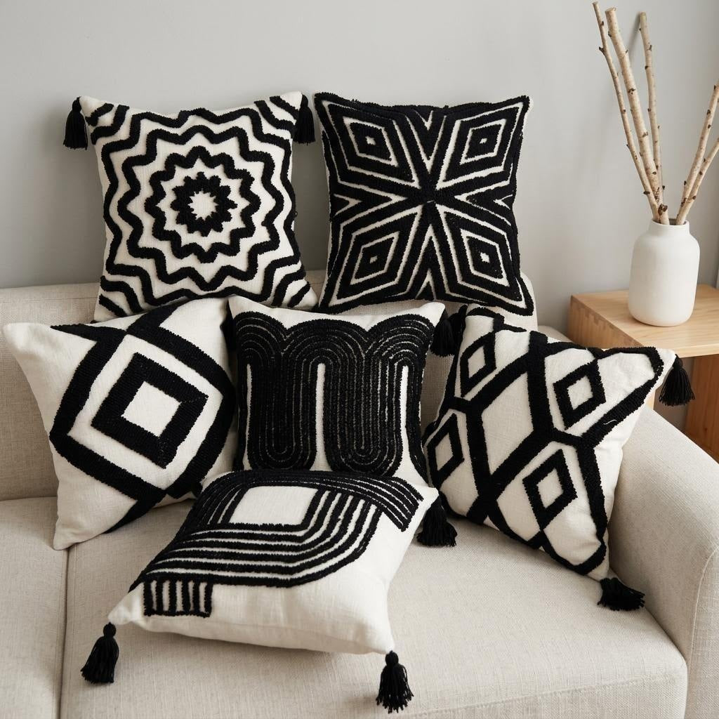 Geometric Patterned Textile Throw Pillow