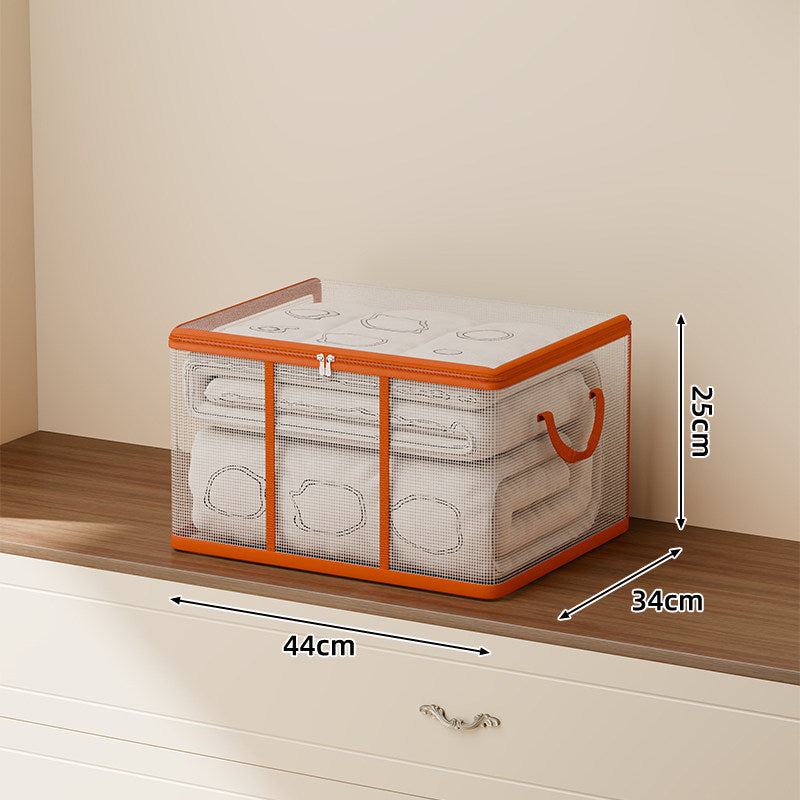 Breathable Mesh Zippered Foldable Storage Container with Reinforced Handles