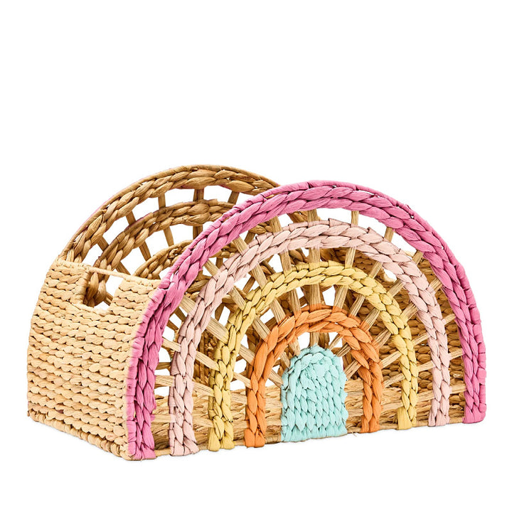 Playful storage basket in rainbow design
