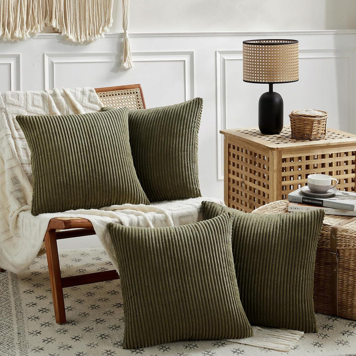 Ribbed Corduroy Textured Throw Pillow Covers