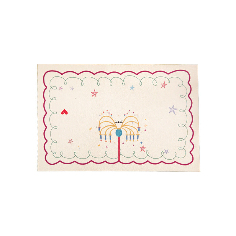 Woven table mat made of cotton blend with illustrative star and palm motif