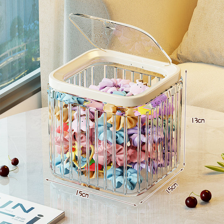 Clear Acrylic Square Countertop Storage Box with Hinged Flip Lid