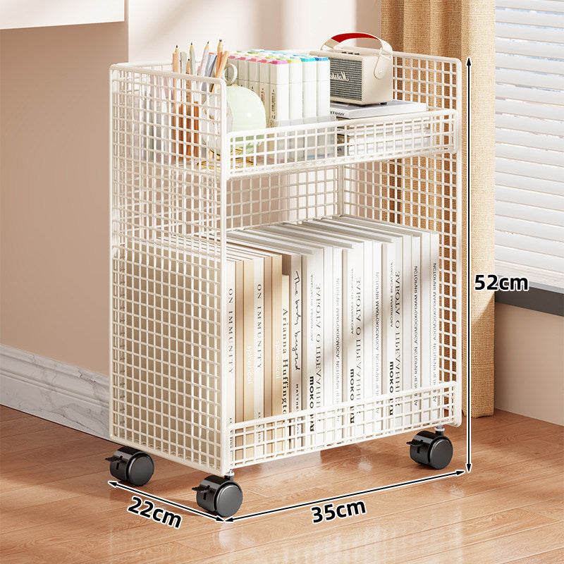 Slim Two-Tier Grid Wire Desktop Organizer Shelf for Books & Stationery