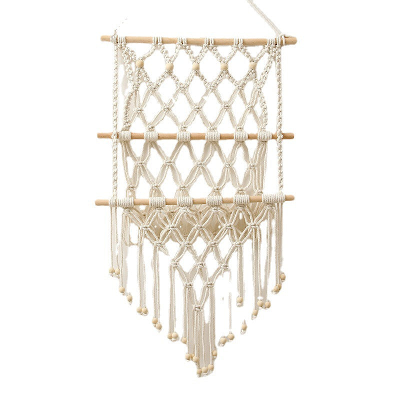 Macrame Wall Hanging with Natural Wood Accents