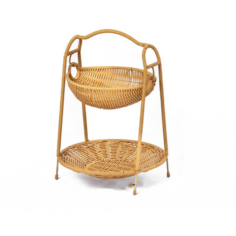 Two-Tiered Woven Fruit Display Stand