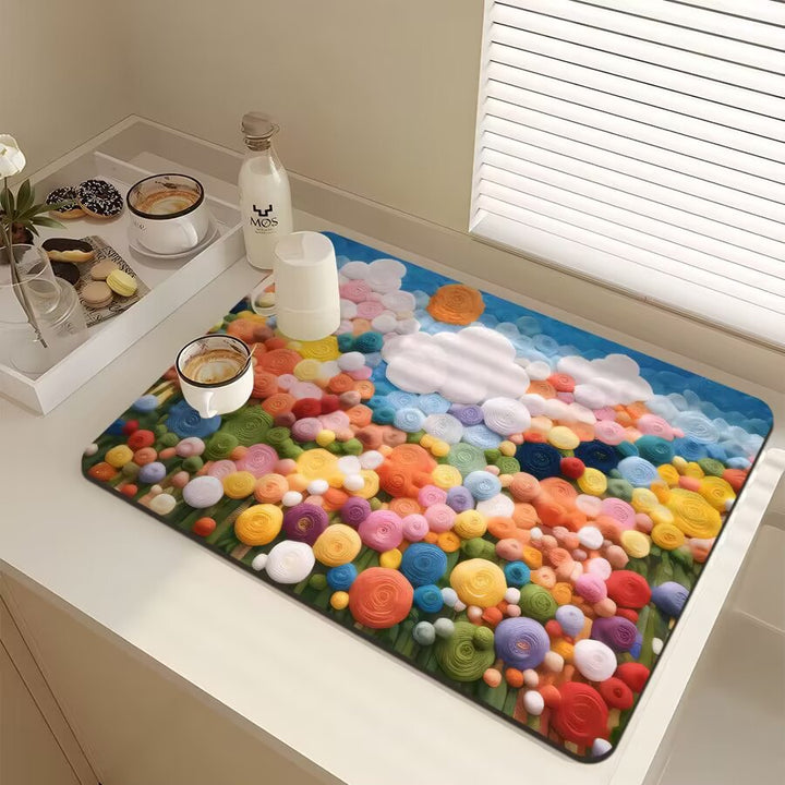 Floral-Themed Kitchen Mat