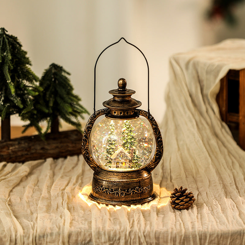 Nostalgic Christmas lantern with snow globe