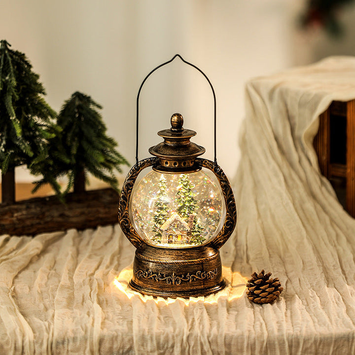 Nostalgic Christmas lantern with snow globe