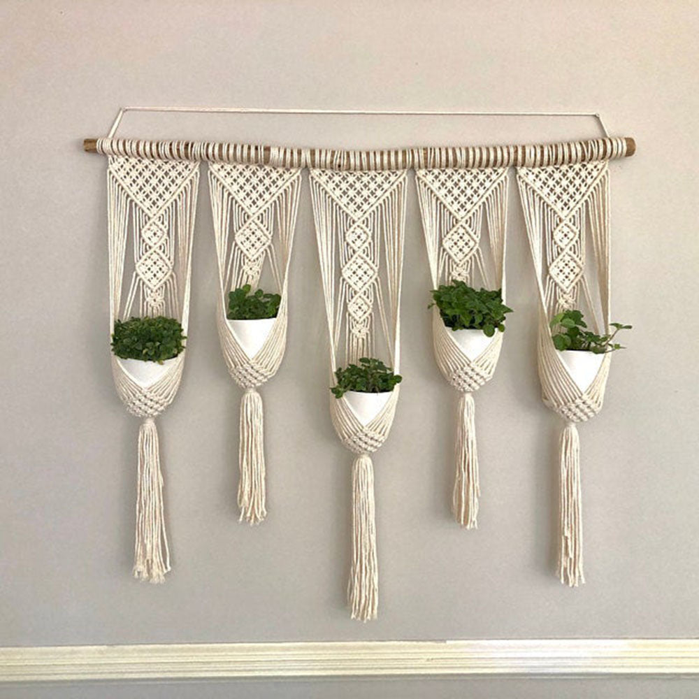 Elegant macramé wall hanging with intricate details