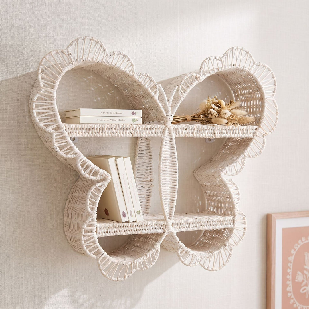 Playful wall shelf in butterfly design