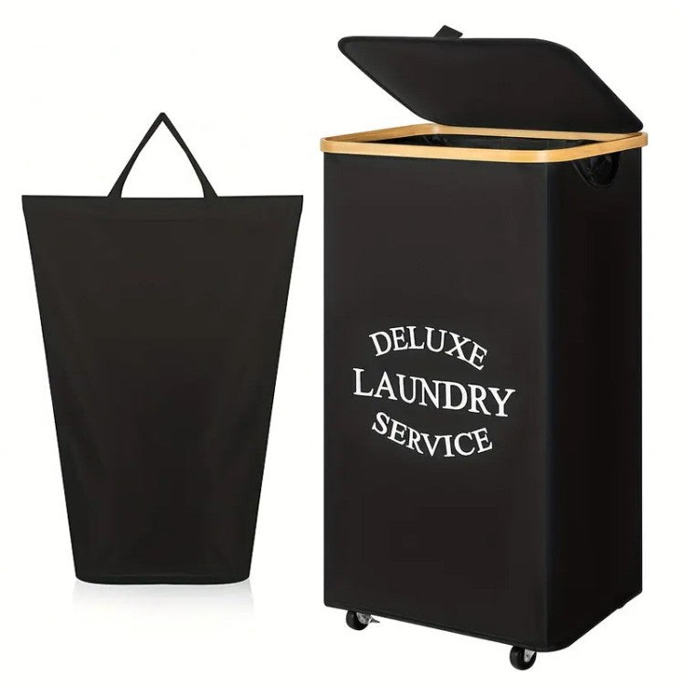 Laundry separation system with bamboo lid and multiple compartments