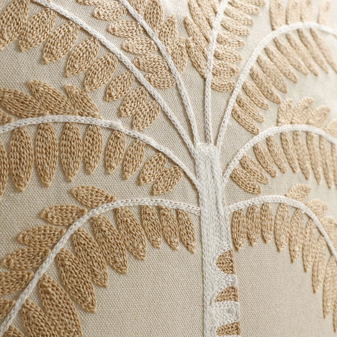 Embroidered Palm Linen Decorative Throw Pillow
