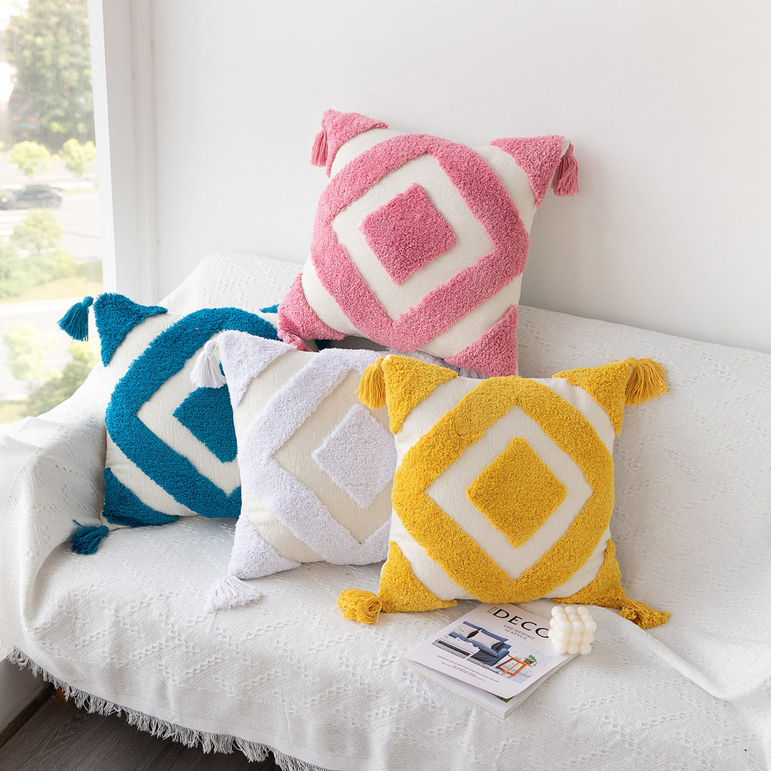 Textured Geometric Decorative Throw Pillow for Sofa Decor