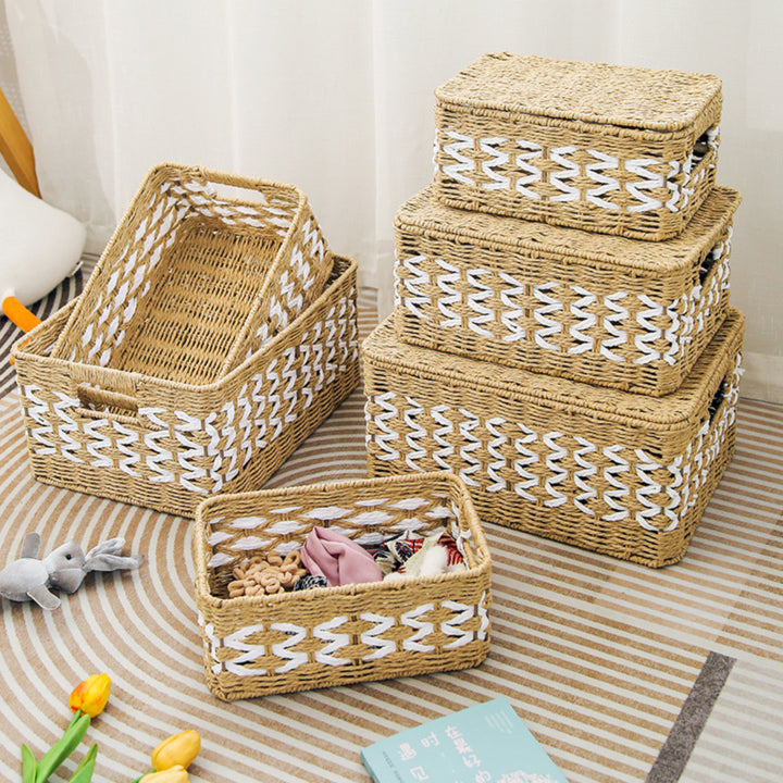 Decorative basket made of natural fiber with elegant design