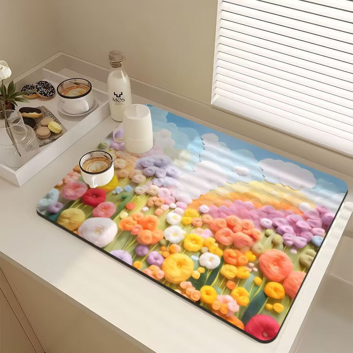 Floral-Themed Kitchen Mat