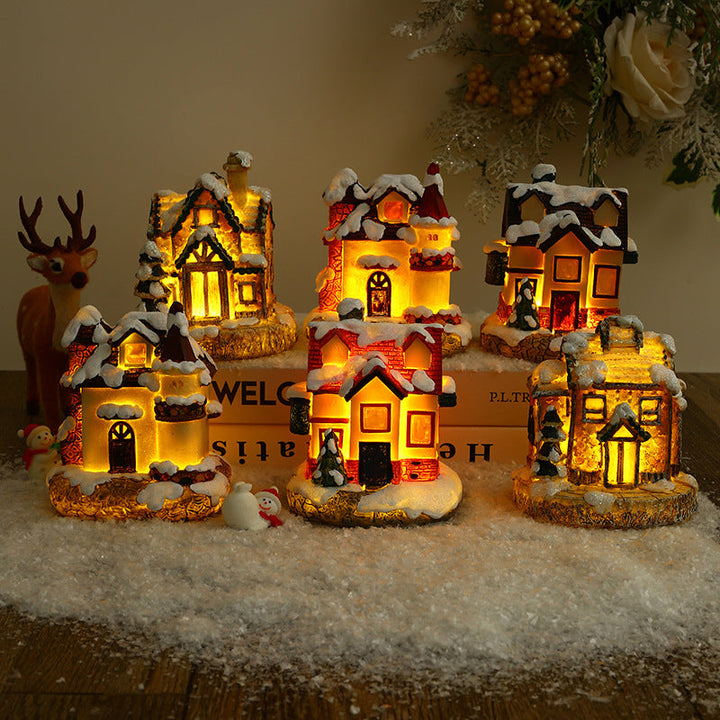 Illuminated Christmas village made of ceramic