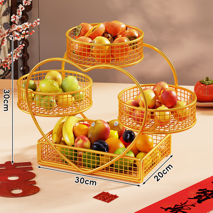 Heart Shaped Three Tier Metal Fruit Basket Organizer