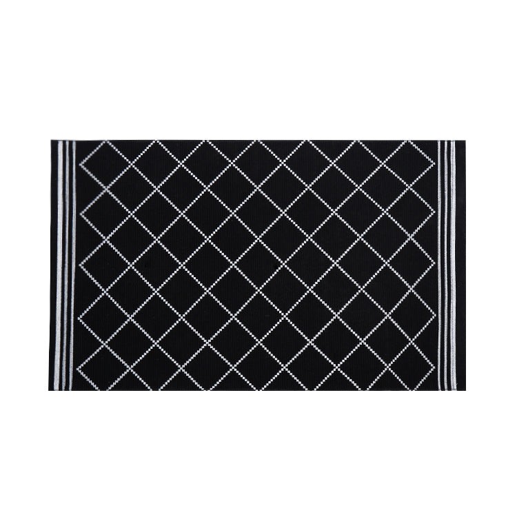 Flat-woven runner rug with diamond pattern and easy-care texture