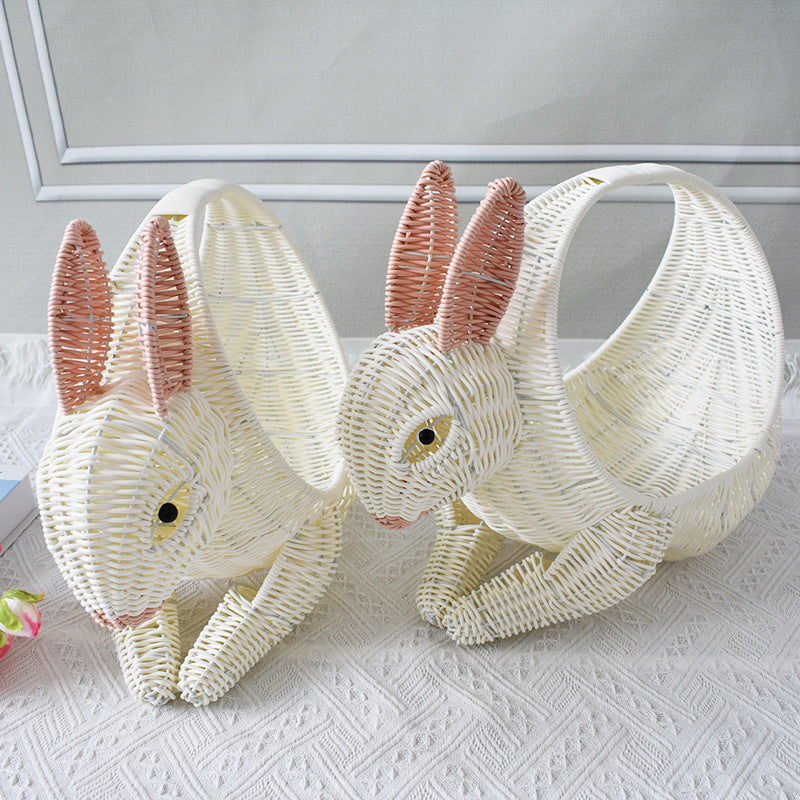 Artistic Rabbit-Shaped Woven Storage Basket