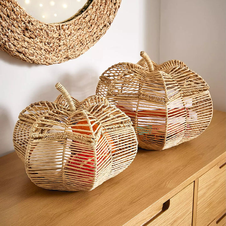 Handcrafted fruit basket in pumpkin design