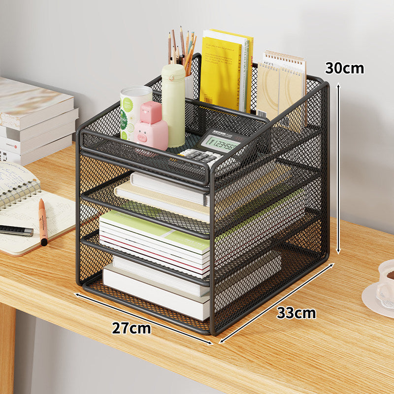 Mesh Two-Tier Desktop Document and Stationery Organizer