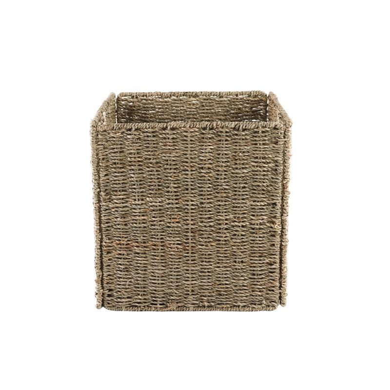 Functional storage basket with natural weave pattern