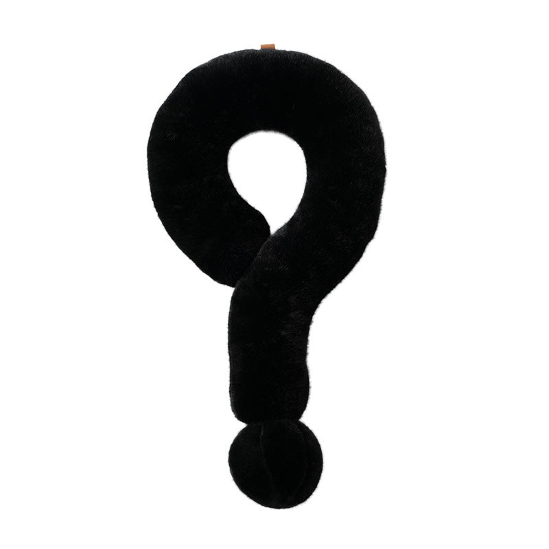 U-shaped neck travel pillow with soft faux fur and pompom