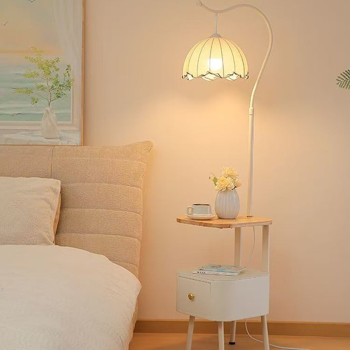 Stylish floor lamp with integrated table