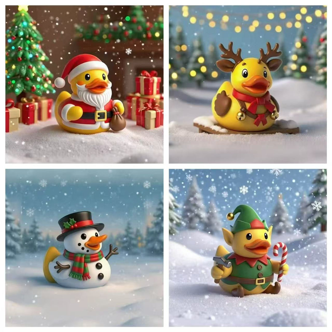 Funny rubber duck in craftsman's outfit