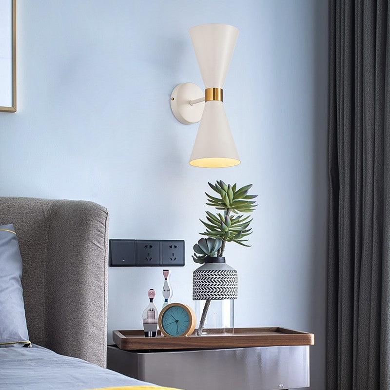 Mid-Century Double-Conen Wall Lamp with Brass Accent