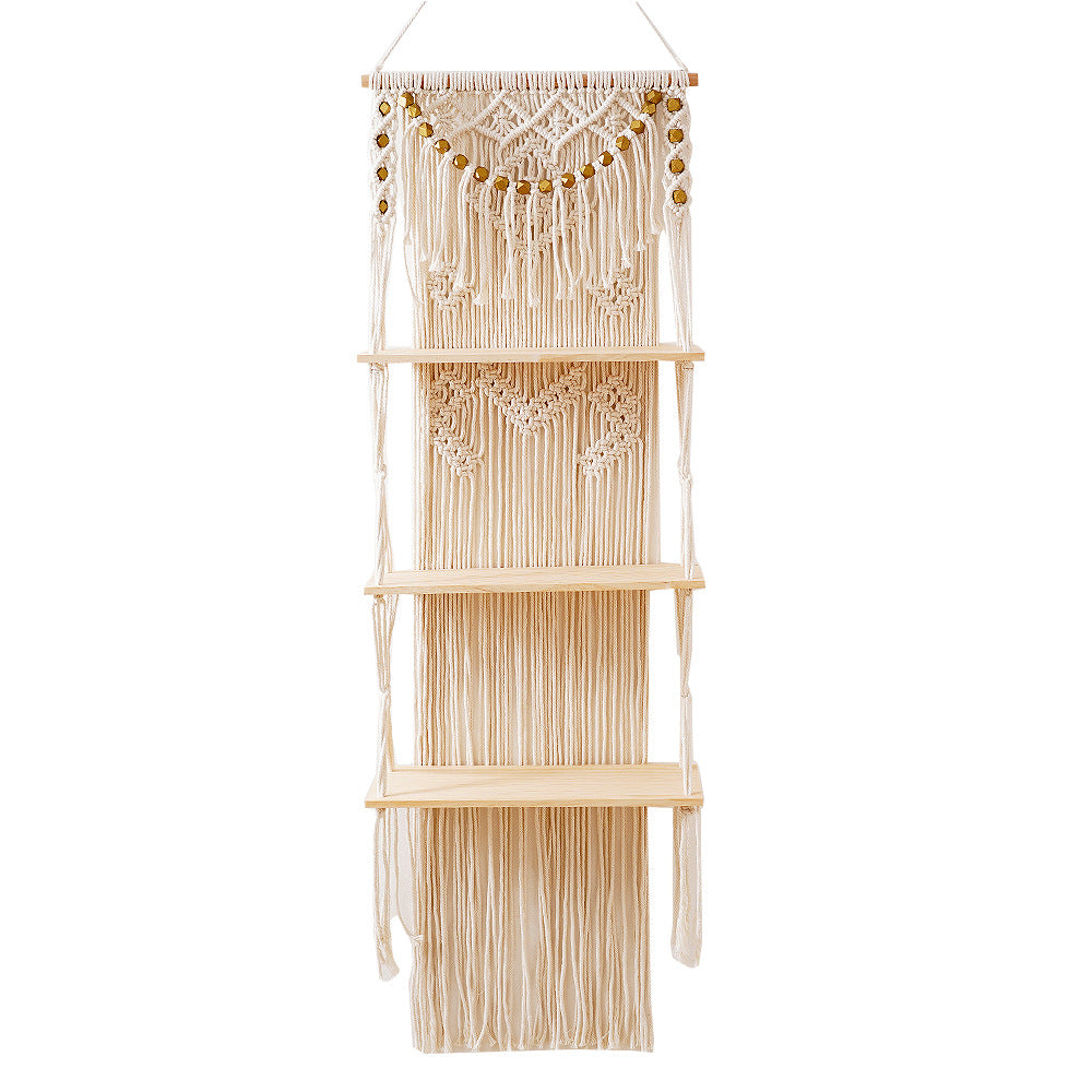 Macramé Multi-Tiered Wall Shelf Organizer