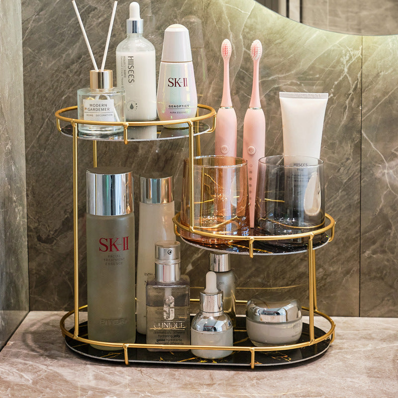 Elegant 2-tier storage basket made of marble