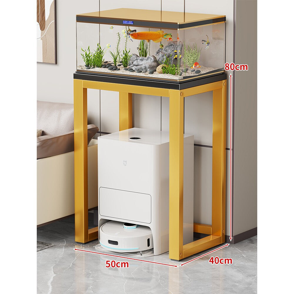 Modern Metal Frame Aquarium Console Table with Integrated LED Hood